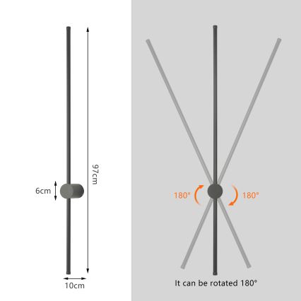 Brilagi - Aplique de parede exterior LED AURA LED/20W/230V 4000K IP54 97 cm antracite CRI 90