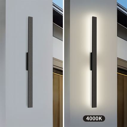 Brilagi - LUNA Aplique de parede exterior LED/24W/230V 4000K IP65 100 cm preto CRI 90