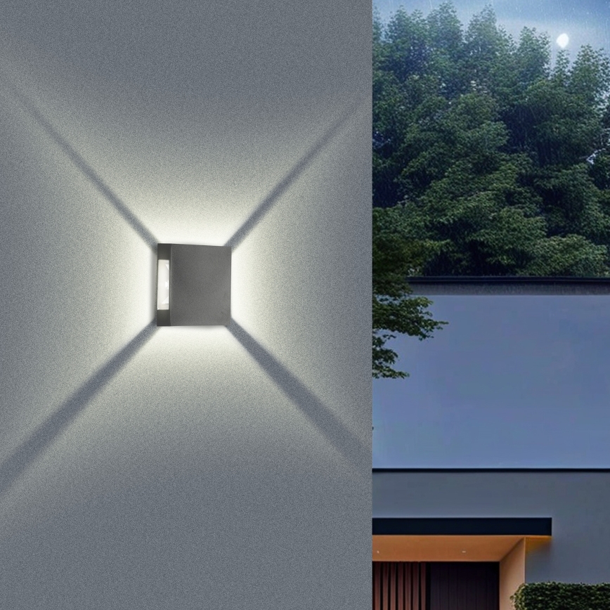 Brilagi - Aplique de parede LED para exterior QUADRAY LED/4W/230V antracite IP65