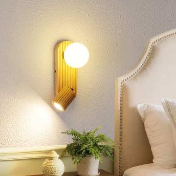 Brilagi - Aplique de parede MODERN WOOD 1xG9/5W/230V + 1xGU10/8W em madeira de seringueira