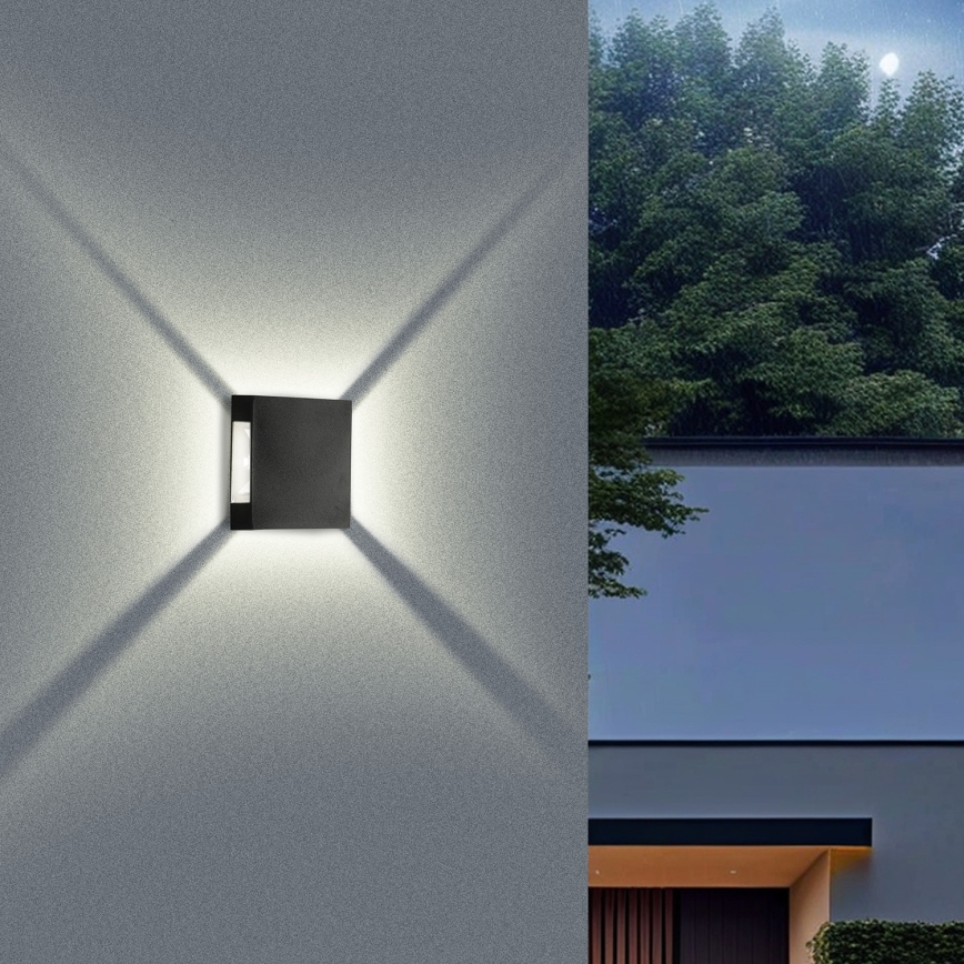 Brilagi - aplique de parede para exterior QUADRAY LED/4W/230V preto IP65