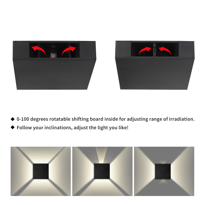 Brilagi - aplique de parede para exterior QUADRAY LED/4W/230V preto IP65