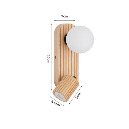 Brilagi - Aplique de parede MODERN WOOD 1xG9/5W/230V + 1xGU10/8W em madeira de seringueira