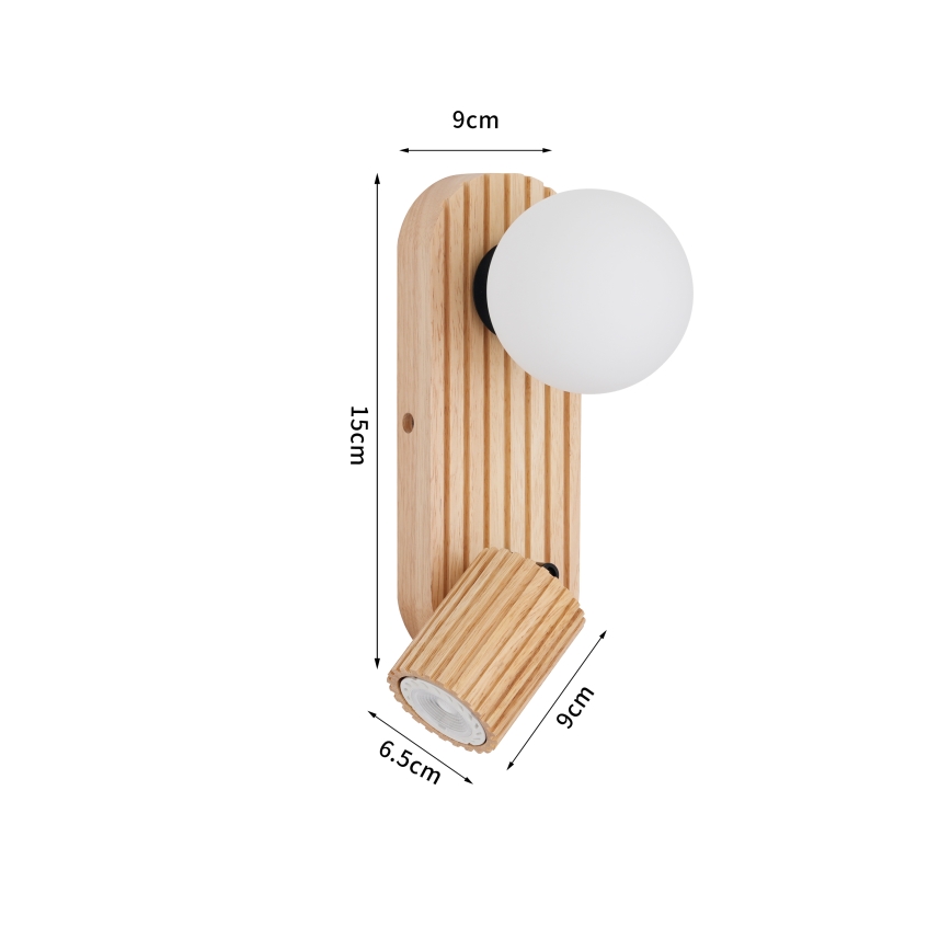 Brilagi - Aplique de parede MODERN WOOD 1xG9/5W/230V + 1xGU10/8W em madeira de seringueira