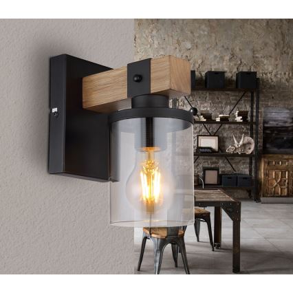 Brilagi - Aplique de parede VISTA 1xE27/60W/230V, acabamento em carvalho