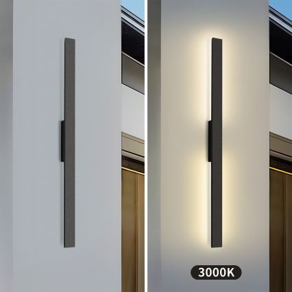 Brilagi - Arandela LED exterior LUNA LED/24W/230V 3000K IP65 100 cm preta IRC 90