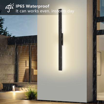 Brilagi - Arandela LED exterior LUNA LED/24W/230V 3000K IP65 100 cm preta IRC 90