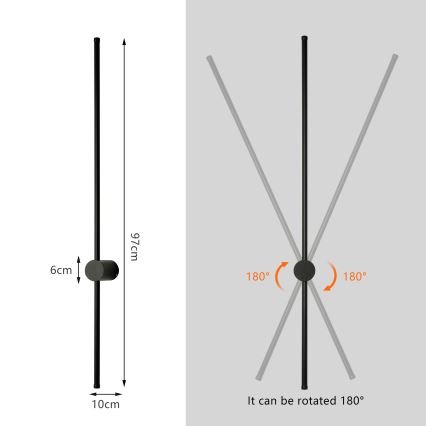 Brilagi - Aplique de parede exterior AURA LED/20W/230V 4000K IP54 97 cm preto