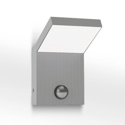 Brilagi - Aplique de parede LED para exterior com sensor RIANO LED/8W/230V prateado IP65