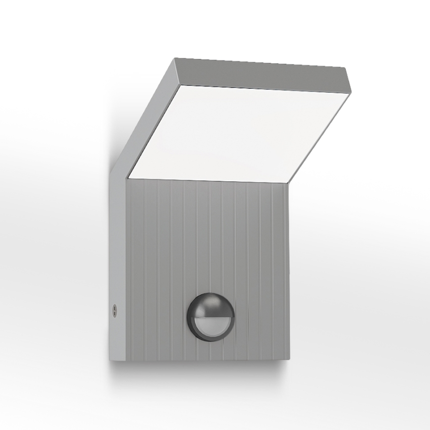 Brilagi - Aplique de parede LED para exterior com sensor RIANO LED/8W/230V prateado IP65