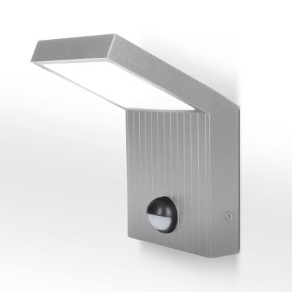 Brilagi - Aplique de parede LED para exterior com sensor RIANO LED/8W/230V prateado IP65