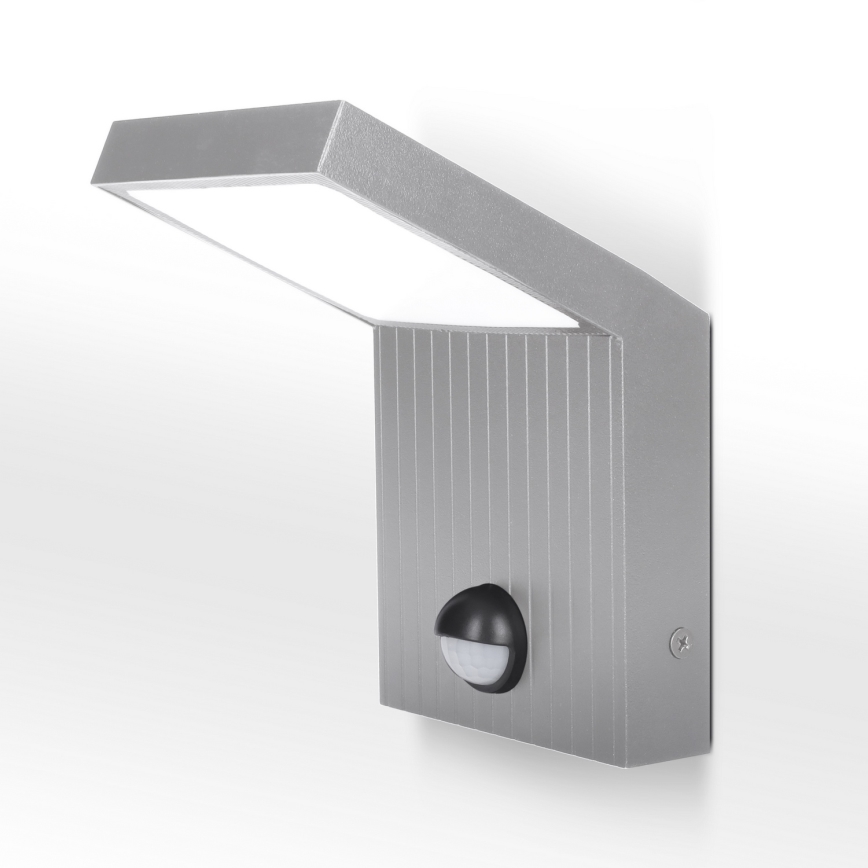 Brilagi - Aplique de parede LED para exterior com sensor RIANO LED/8W/230V prateado IP65