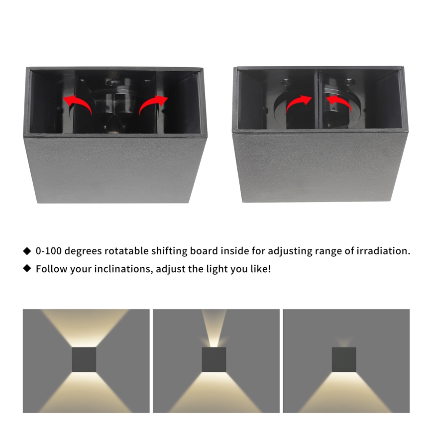 Brilagi - Arandela LED para exterior DOUBLERAY LED/4W/230V antracite IP65