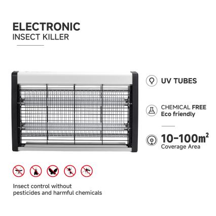 Brilagi - Armadilha eléctrica para insectos 2xUV/20W/230V 100 m2
