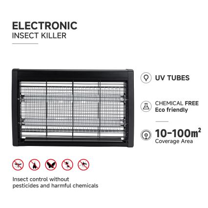 Brilagi - Armadilha elétrica para insetos 2xUV/20W/230V 100 m2