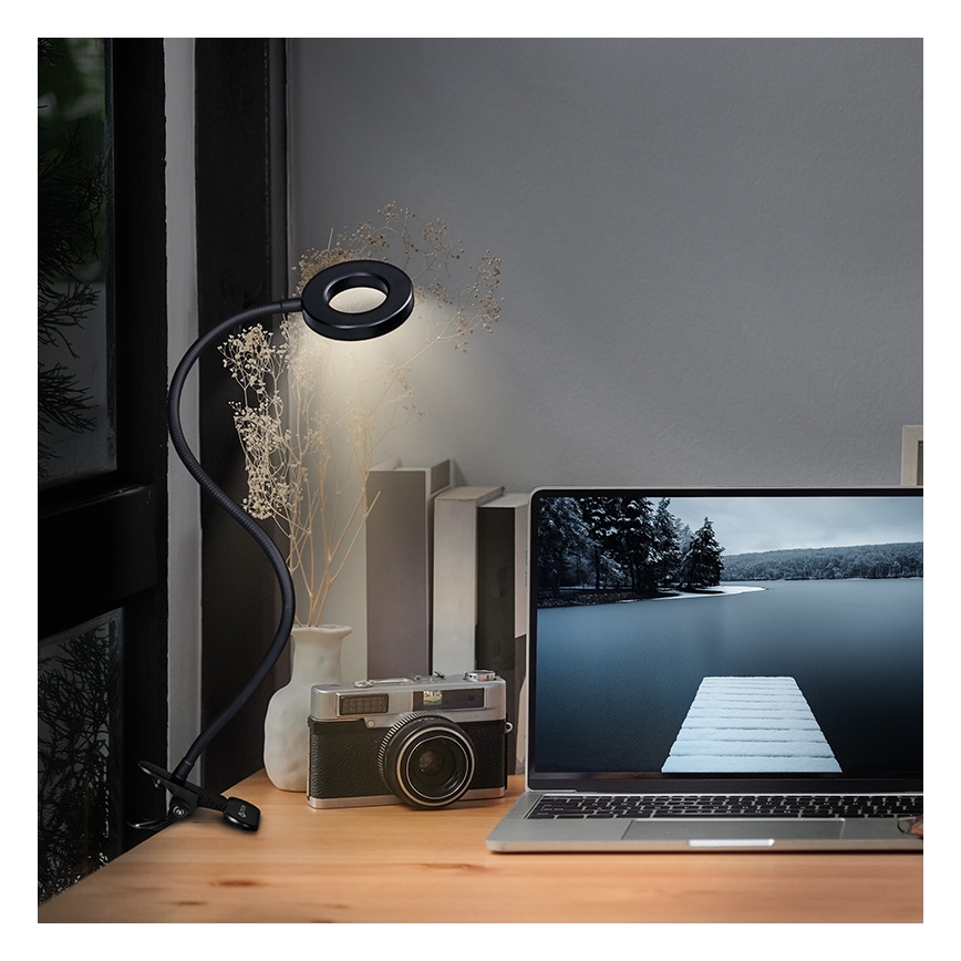 Brilagi -Candeeiro com clipe LED com regulação ORBELA LED/8W/230V 3000/4000/5000K preto