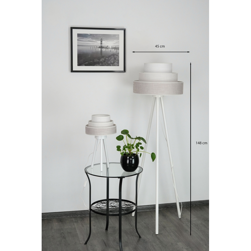 Brilagi - Candeeiro de chão ALASKA LUNETA 1xE27/15W/230V cinzento/creme