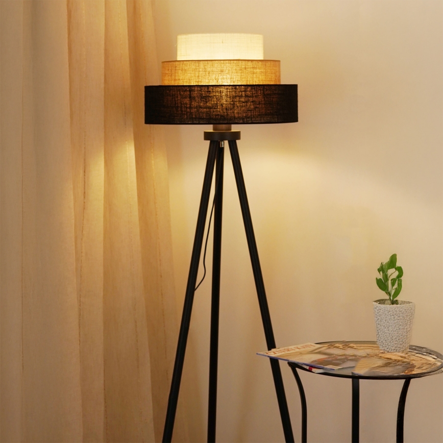 Brilagi - Candeeiro de chão ASPEN LUNETA 1xE27/15W/230V preto/bege/creme