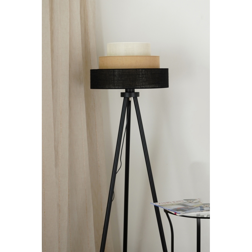 Brilagi - Candeeiro de chão ASPEN LUNETA 1xE27/15W/230V preto/bege/creme
