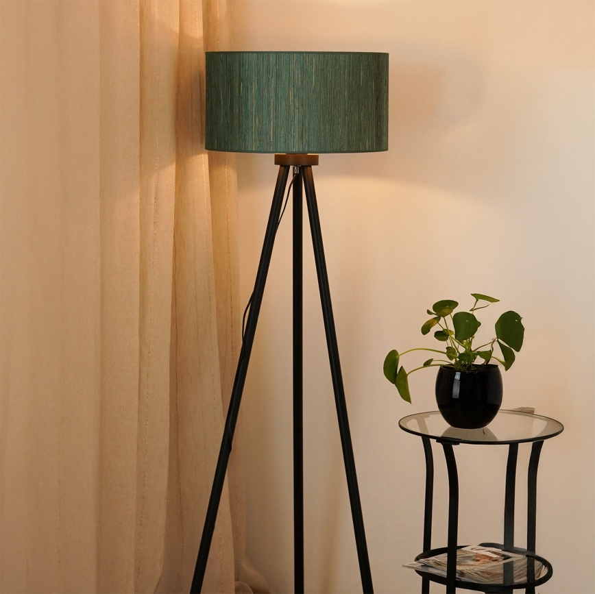 Brilagi - Candeeiro de chão BOSTON ROLLER 1xE27/15W/230V palha verde/dourado