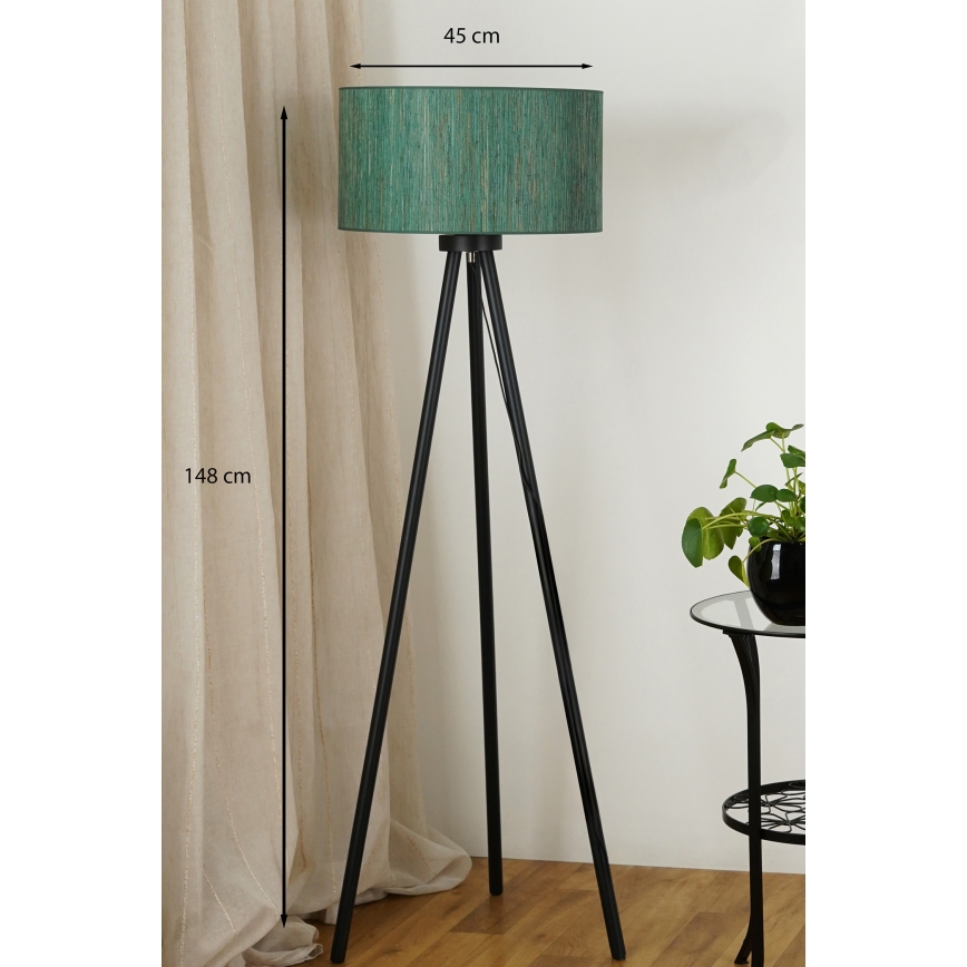 Brilagi - Candeeiro de chão BOSTON ROLLER 1xE27/15W/230V palha verde/dourado