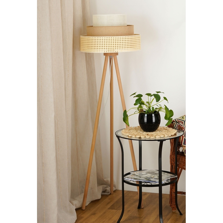 Brilagi - Candeeiro de chão CEDAR LUNETA 1xE27/15W/230V bege/castanho/creme