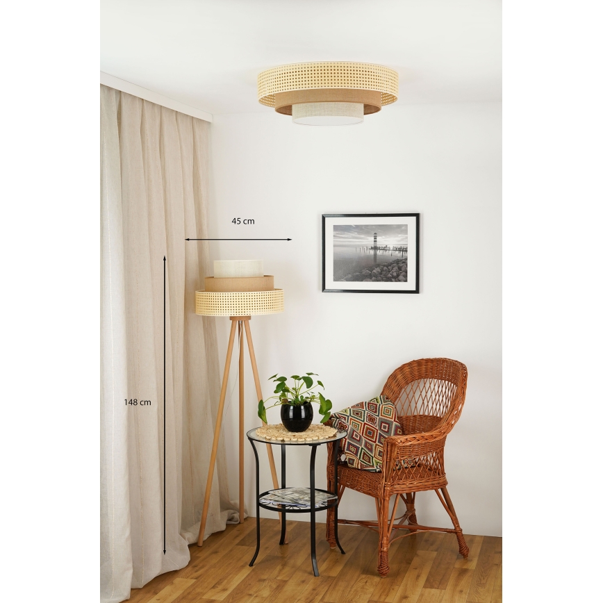 Brilagi - Candeeiro de chão CEDAR LUNETA 1xE27/15W/230V bege/castanho/creme