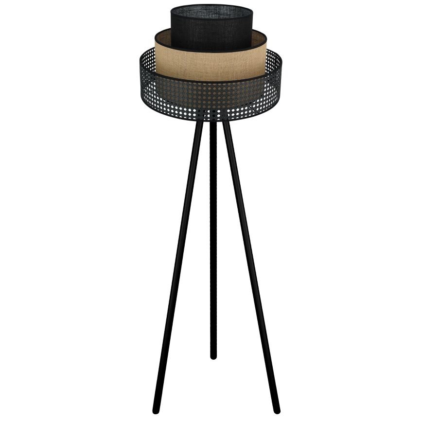 Brilagi - Candeeiro de chão DAKOTA LUNETA 1xE27/15W/230V preto/bege