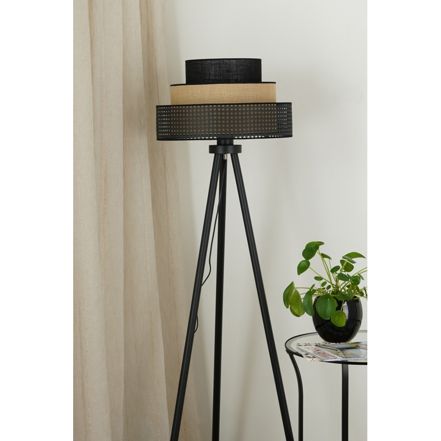 Brilagi - Candeeiro de chão DAKOTA LUNETA 1xE27/15W/230V preto/bege