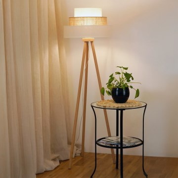 Brilagi - Candeeiro de chão DENVER LUNETA 1xE27/15W/230V bege/castanho/creme