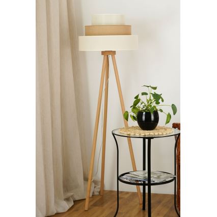 Brilagi - Candeeiro de chão DENVER LUNETA 1xE27/15W/230V bege/castanho/creme