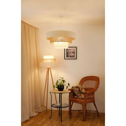 Brilagi - Candeeiro de chão DENVER LUNETA 1xE27/15W/230V bege/castanho/creme