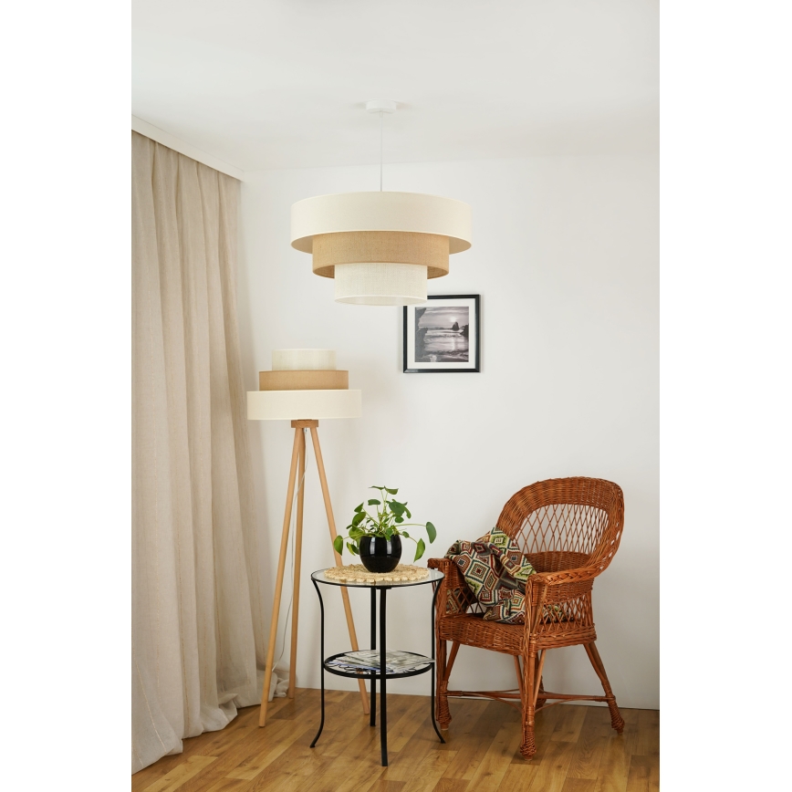 Brilagi - Candeeiro de chão DENVER LUNETA 1xE27/15W/230V bege/castanho/creme
