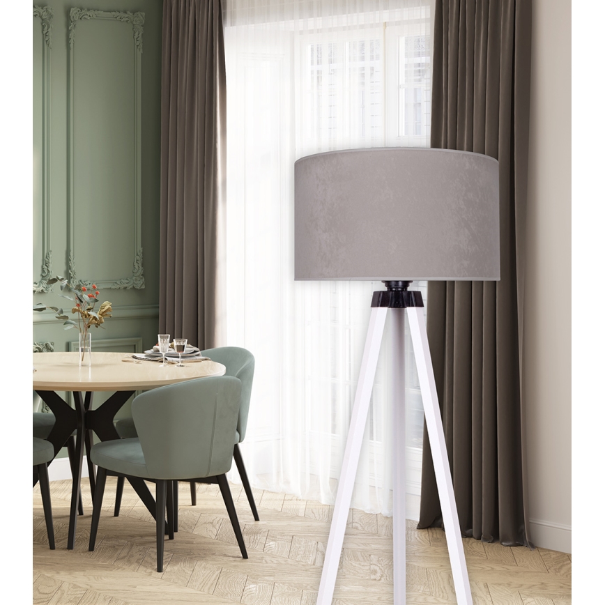 Brilagi - Candeeiro de chão VELVET 1xE27/60W/230V branco/cinzento
