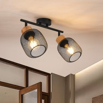 Brilagi - Candeeiro de focos BASKLITE 2xE27/15W/230V seringueira/preto