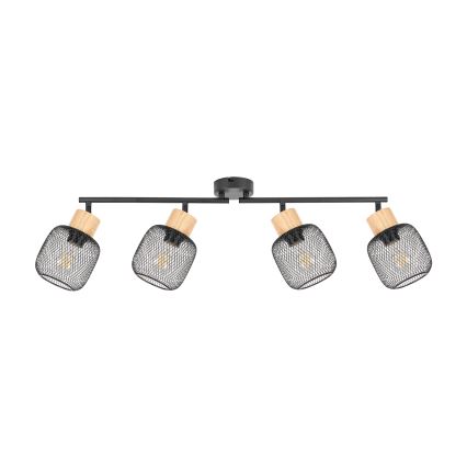 Brilagi - Candeeiro de focos BASKLITE 4xE27/15W/230V madeira de seringueira/preto
