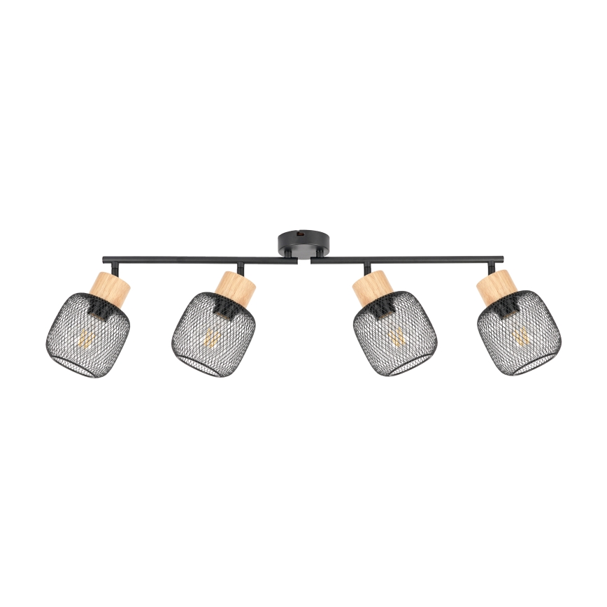 Brilagi - Candeeiro de focos BASKLITE 4xE27/15W/230V madeira de seringueira/preto