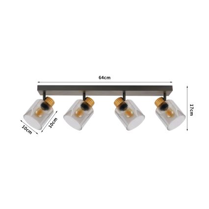 Brilagi - Candeeiro de focos HYGGE 4xE14/15W/230V preto/fumê