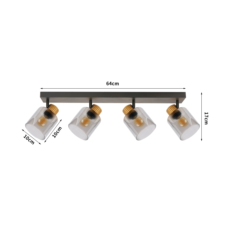 Brilagi - Candeeiro de focos HYGGE 4xE14/15W/230V preto/fumê