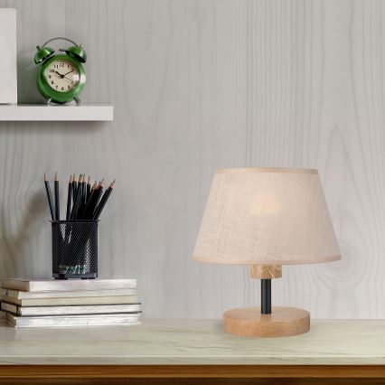 Brilagi - Candeeiro de mesa ANTHONY 1xE27/60W/230V carvalho/bege