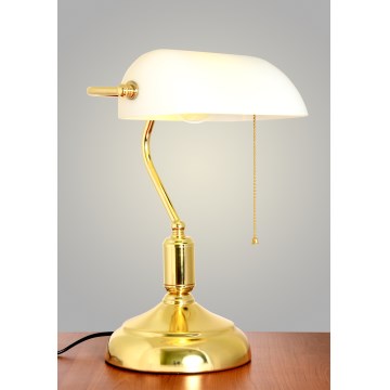 Brilagi - Candeeiro de mesa BANK OFFICE 1xE27/60W/230V dourado/branco