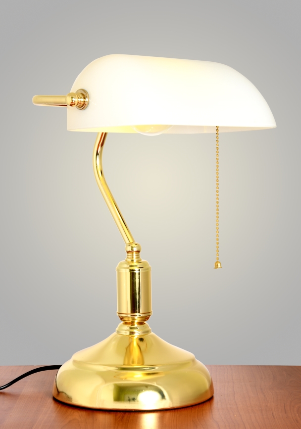 Brilagi - Candeeiro de mesa BANK OFFICE 1xE27/60W/230V dourado/branco