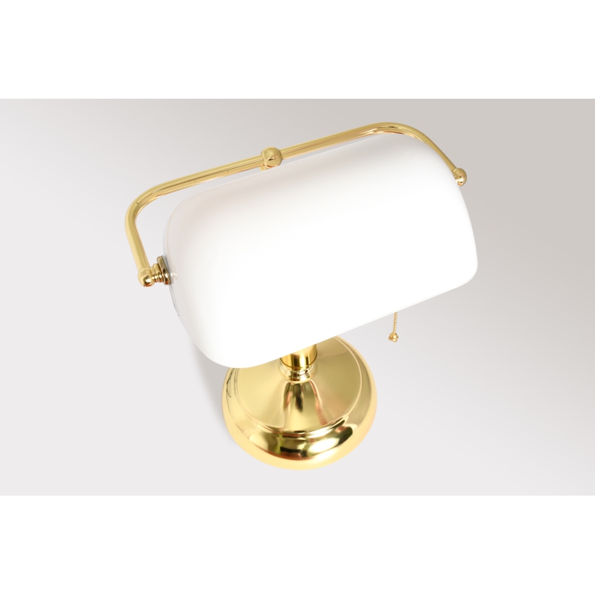 Brilagi - Candeeiro de mesa BANK OFFICE 1xE27/60W/230V dourado/branco