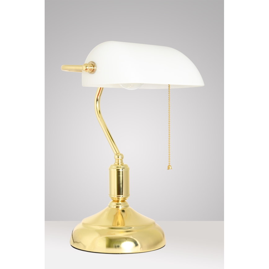 Brilagi - Candeeiro de mesa BANK OFFICE 1xE27/60W/230V dourado/branco