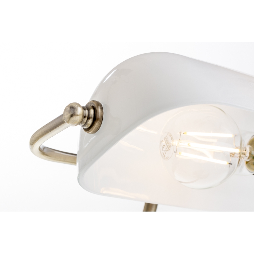 Brilagi - Candeeiro de mesa BANK OFFICE 1xE27/60W/230V latão/branco