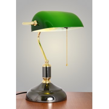 Brilagi - Candeeiro de mesa BANK OFFICE 1xE27/60W/230V preto/dourado/verde