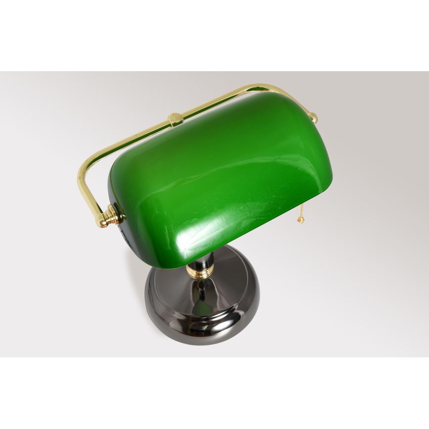 Brilagi - Candeeiro de mesa BANK OFFICE 1xE27/60W/230V preto/dourado/verde