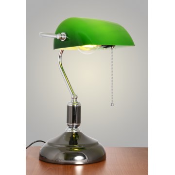 Brilagi - Candeeiro de mesa BANK OFFICE 1xE27/60W/230V preto/prateado/verde