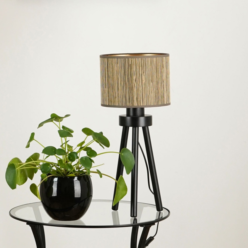 Brilagi - Candeeiro de mesa BOSTON ROLLER 1xE27/15W/230V palha castanho/dourado