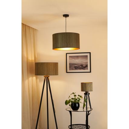 Brilagi - Candeeiro de mesa BOSTON ROLLER 1xE27/15W/230V palha castanho/dourado